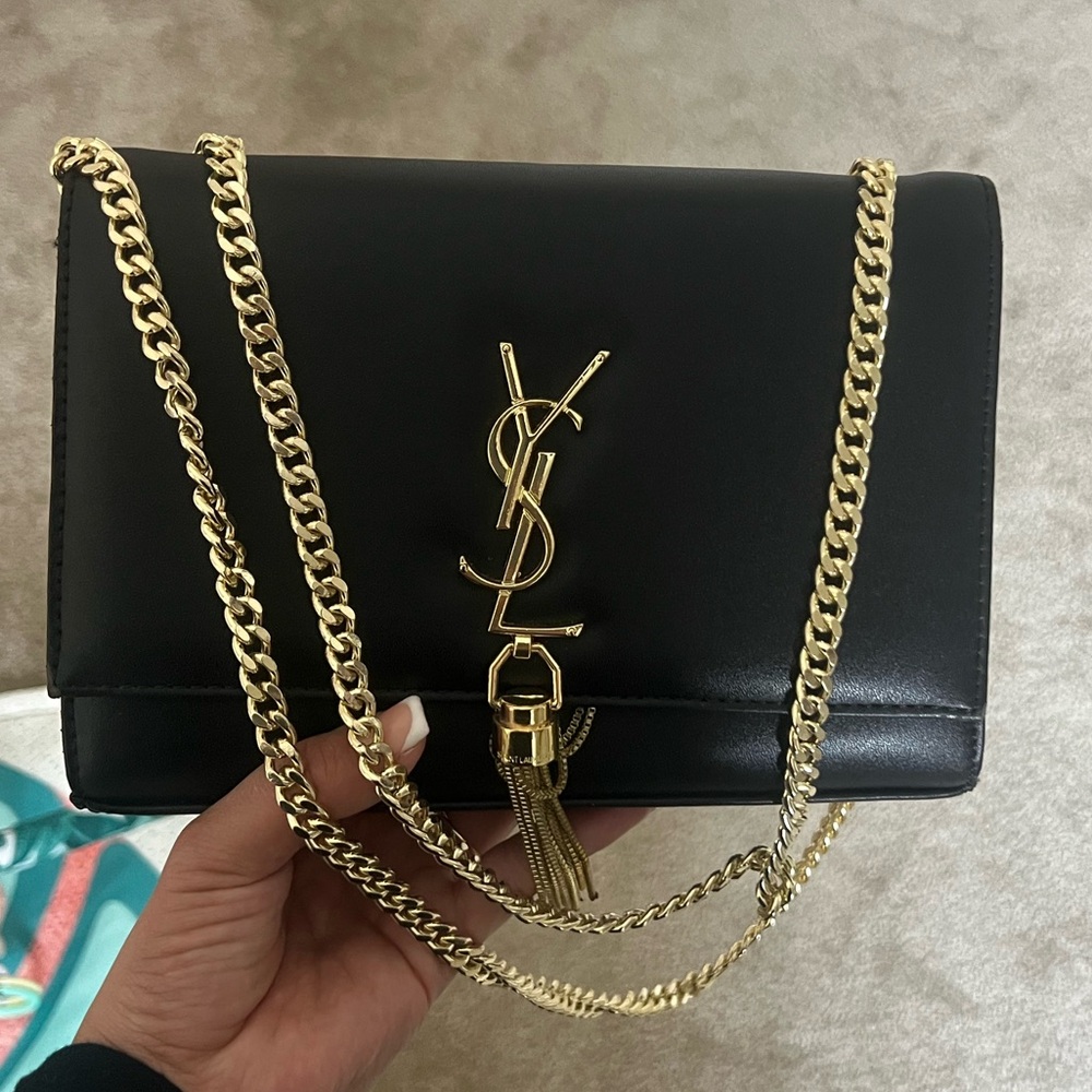 Yves Saint Laurent Black and Gold Chain Bag